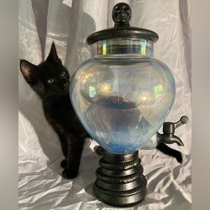 Glass Beverage Dispenser W/ Skull And Snake Accents